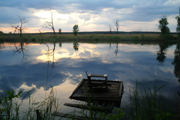 istock Landscape with river at early evening time 1013810172