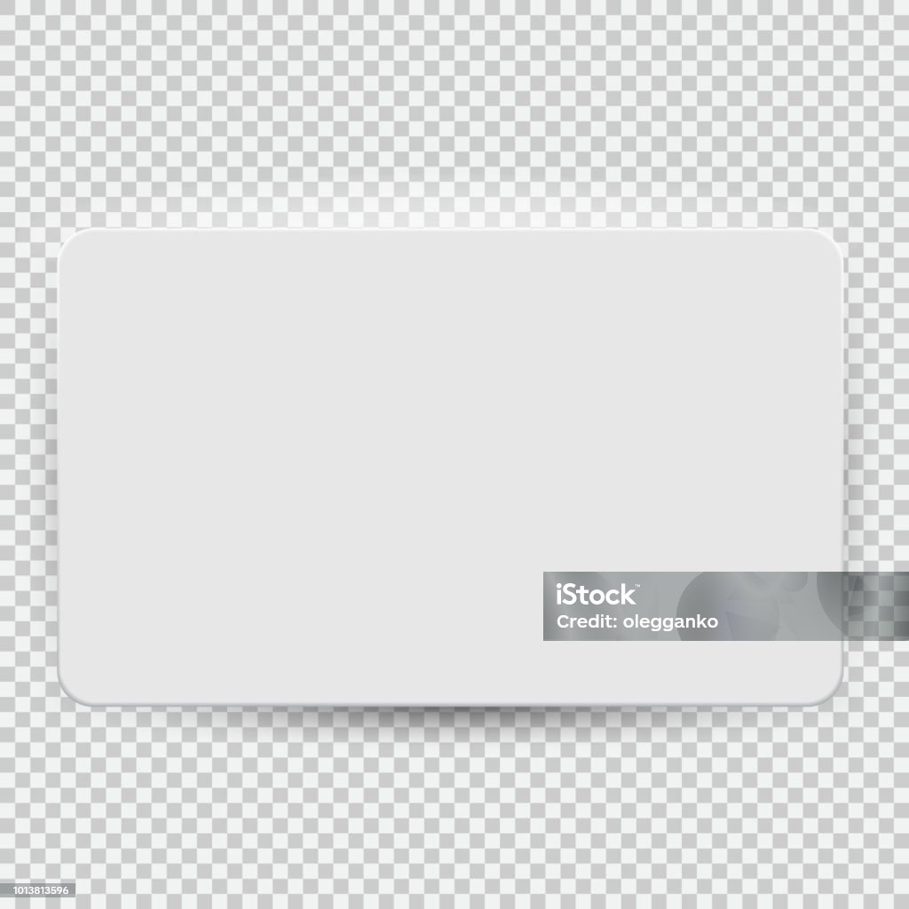 Branco em branco crédito ou presente cartão modelo modelo vista superior com sombra isolada em fundo transparente. Ilustração vetorial - Vetor de Cartão de crédito royalty-free