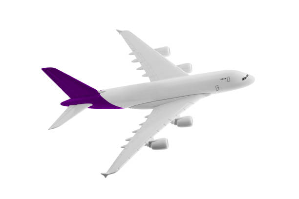 Airplane with Purple color, Isolated on white background.