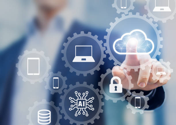 cloud computing information technology concept, data processing and storage platform connected to internet network, specialist engineering system - diagram computer network network server network security imagens e fotografias de stock