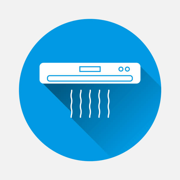 ikona wektora klimatyzatora. symbol klimatyzatora, chłodzenie powietrzem z płaskim cieniem. warstwy zgrupowane w celu łatwej edycji ilustracji. dla twojego projektu. - air air conditioner electric fan condition stock illustrations