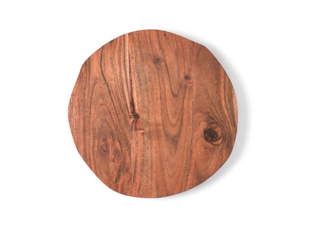 istock Round wooden tray isolated on white 1013847462
