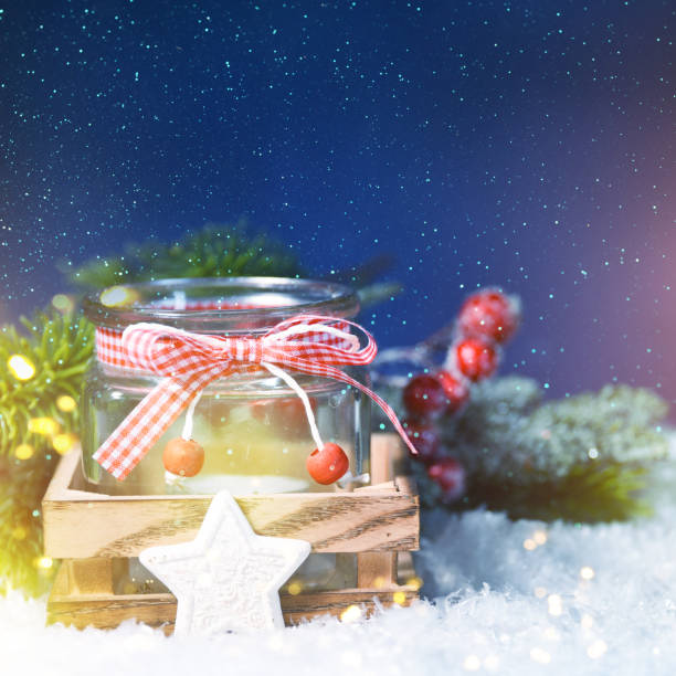 istock Christmas Holiday background with candle 1013867686