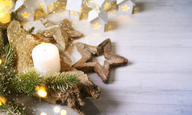 istock Cosy and soft winter background, knitted sweater and lights 1013879030