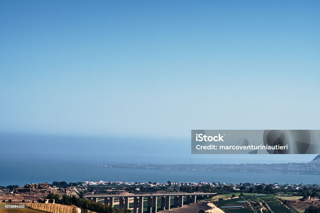 Overbridge in the province of Trapani in Sicily, Italy An overbridge in the province of Trapani in Sicily, Italy Aerial View Stock Photo