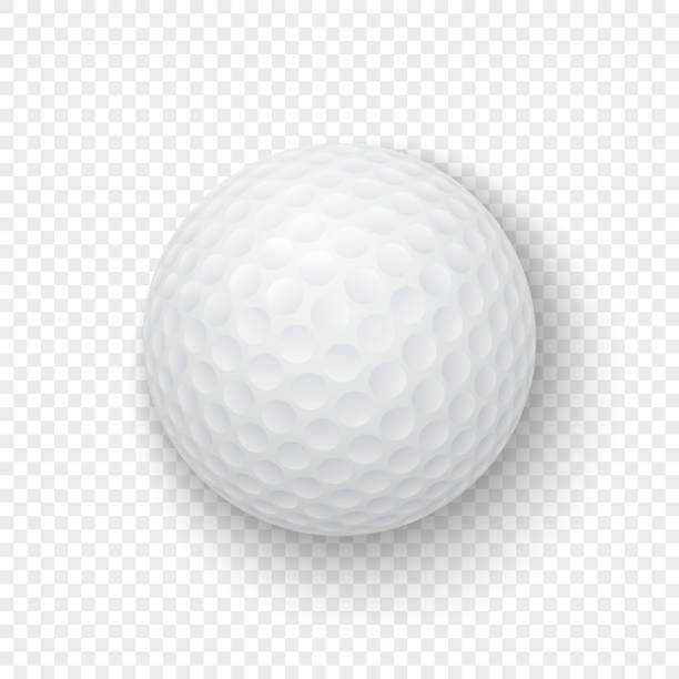 vektor realistische 3d weiße klassische golf ball symbol closeup auf transparenz rasterhintergrund isoliert. design-vorlage für grafiken, mock-up. ansicht von oben - golf club golf iron isolated stock-grafiken, -clipart, -cartoons und -symbole