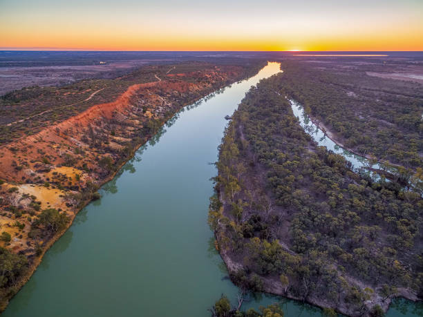 istock Breathtaking famous Murray River at sunset - aerial view 1013904286