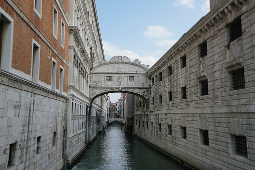 Venice,Italy-July 25, 2018 : Ponte dei Sospiri or the Bridge of Sighs in Venice