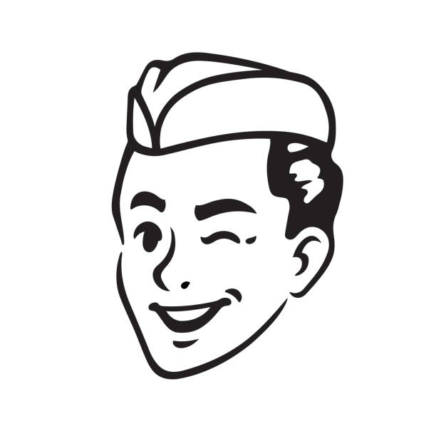 illustrations, cliparts, dessins animés et icônes de portrait de soda jerk rétro - 1940s style