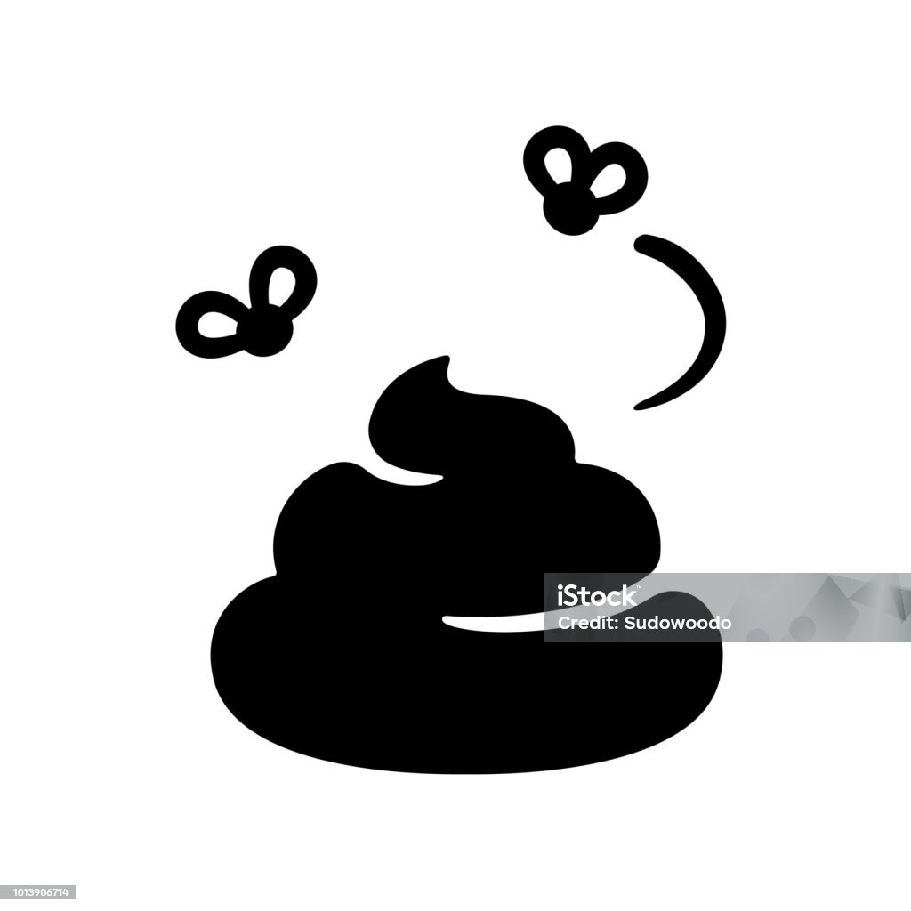 Simple poop icon Simple poop illustration. Pile of shit with flies. Black and white vector icon. Feces stock vector