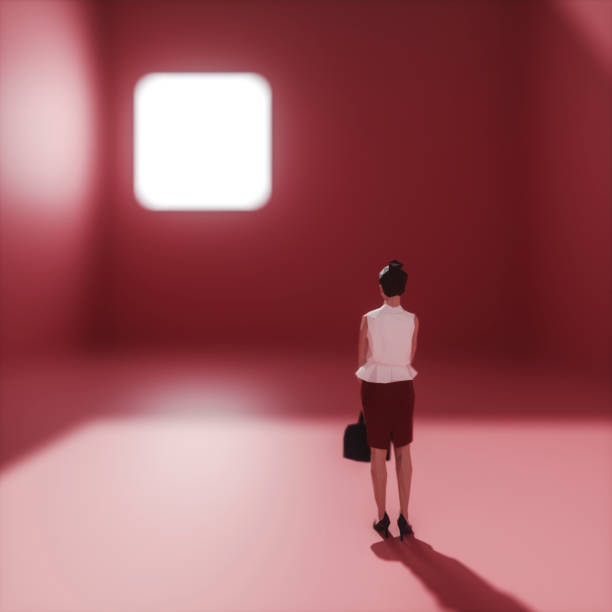 istock Surreal woman in cubic room 1013913402