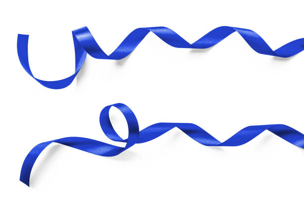 istock Dark blue ribbon satin curly bow color (isolated with clipping path) on white background for holiday decoration element 1013913614