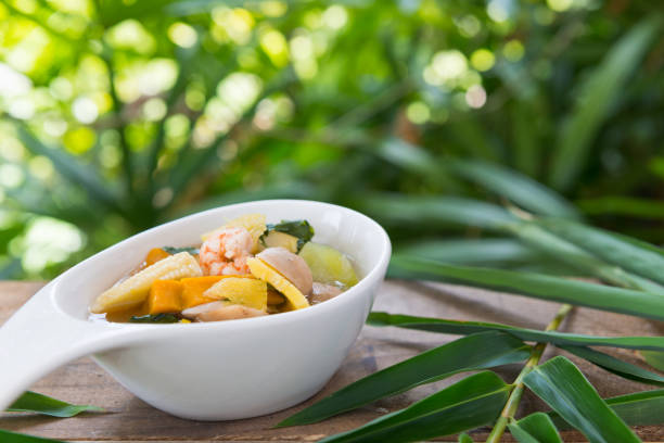 istock Thai Spicy Mixed Vegetable Soup with Prawns
(Kang Liang Goong Sod ) 1013914032