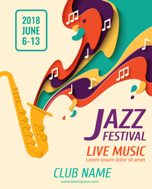 ilustrações, clipart, desenhos animados e ícones de de fundo vector dia de jazz internacional - blues saxophone jazz musical instrument