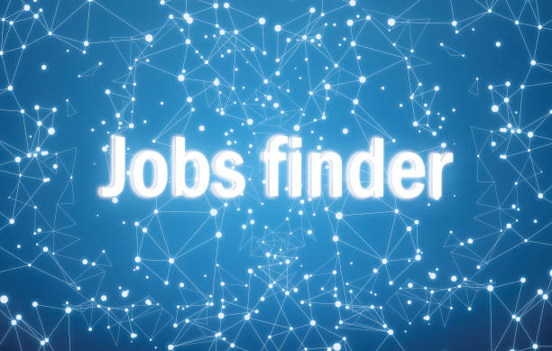 istock Job finder text on blue background 1013926678