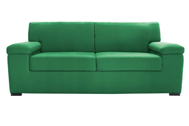 istock Two seats cozy green sofa isolated on white 1013929282