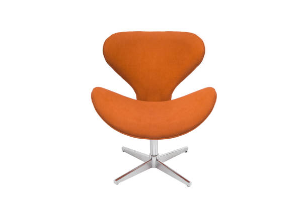 Red color armchair. Modern designer chair on white background. stock photo