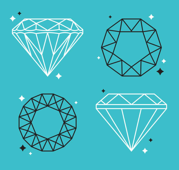 rysunki linii diamentowych klejnotów - diamond gem sapphire ruby stock illustrations