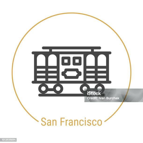 Ilustración de San Francisco Estados Unidos Vector Icono De Línea y más Vectores Libres de Derechos de Tranvía