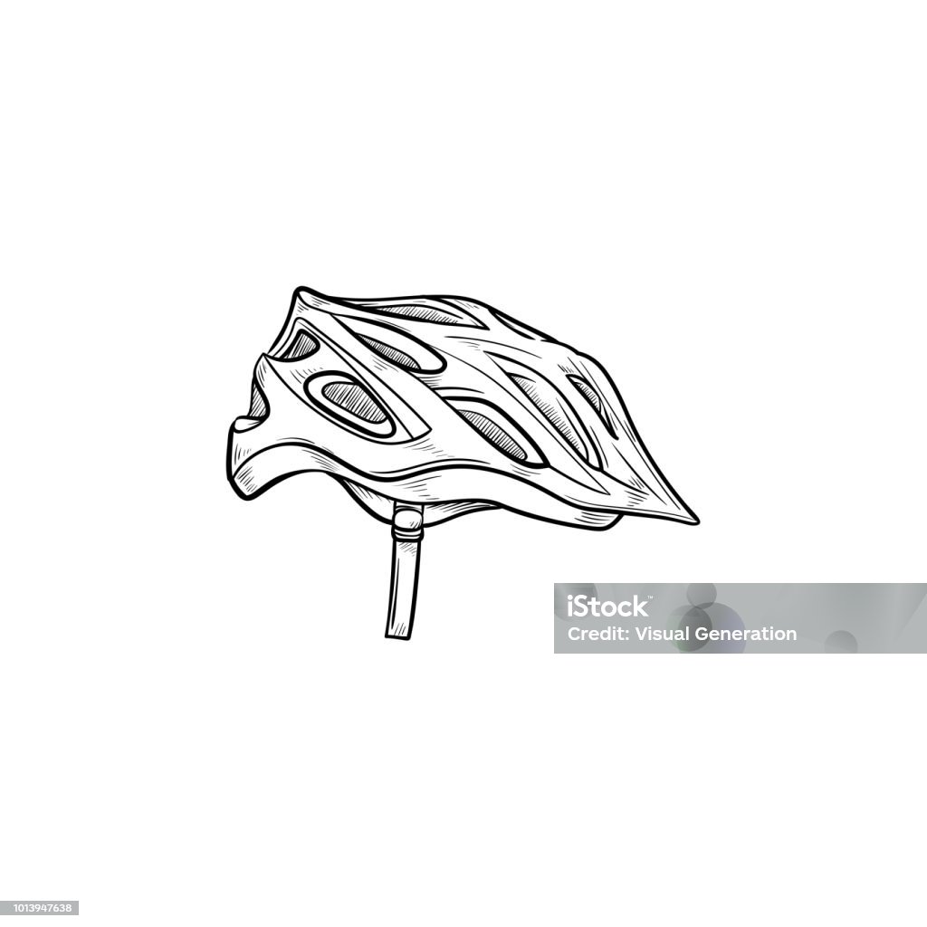 Bicycle helmet hand drawn outline doodle icon Bicycle helmet hand drawn outline doodle icon. Bicycle equipment, cycling safety, sportswear concept. Vector sketch illustration for print, web, mobile and infographics on white background. BMX Cycling stock vector