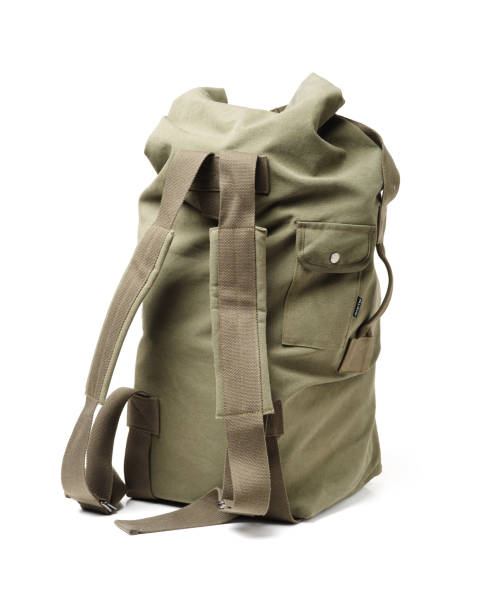 istock Backpack from fabric of color khaki isolated on white background. 1013955214