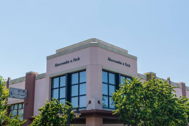 Abercrombie & Fitch store Rancho Cucamonga, CA USA - August 5, 2018: Victoria Gardens shopping area is an outdoor town center that includes major department stores and over 150 specialty stores. Abercrombie & Fitch store entrance. abercrombie fitch stock pictures, royalty-free photos & images