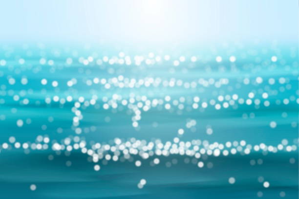 Sea view in realistic style Seascape in realistic style. Blurred and sparking sea waves. Perfect for travel or sea vacation backgrounds. Vector illustration glittering sea stock illustrations