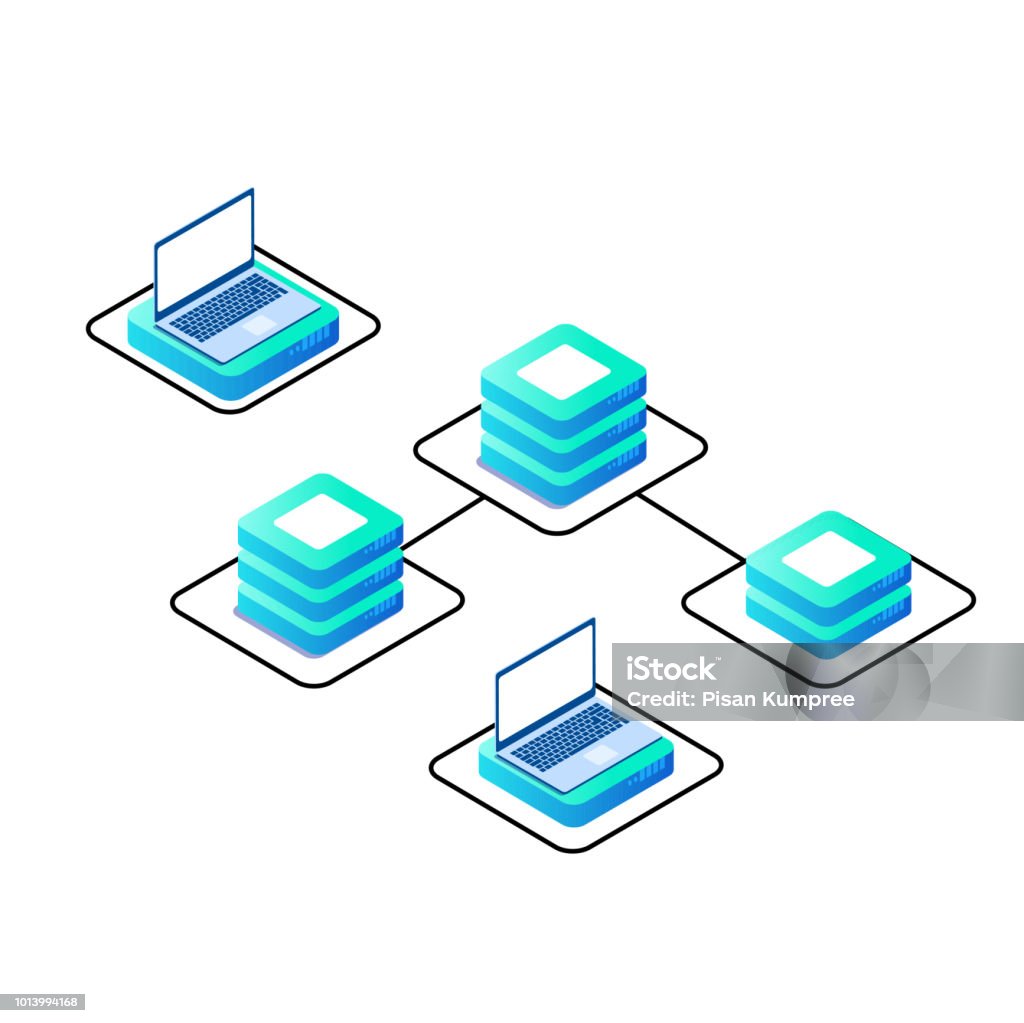 Server Room Blockchain Blockchain Concept Server Room Labtop Background Vector Image Stock ...