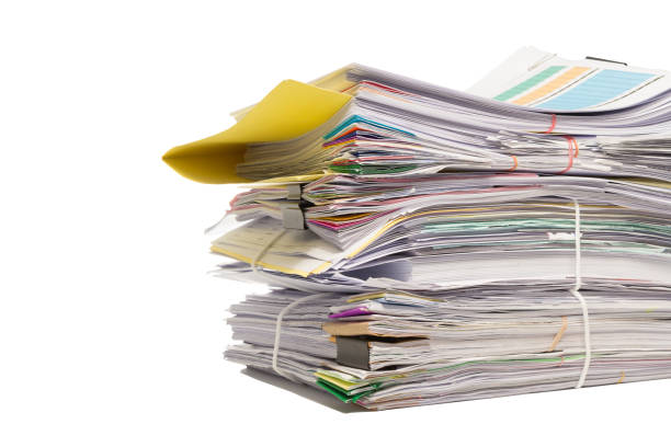istock Stack of business papers isolated on white background 1013994342