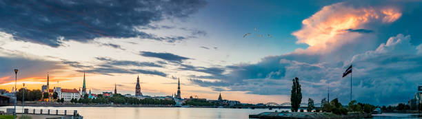 istock Panoramic view on historical district of old Riga city 1013994388