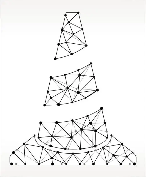 Vector illustration of Traffic Cone  Triangle Node Black and White Pattern