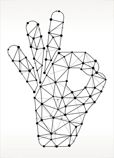 Vector illustration of Perfection Hand  Triangle Node Black and White Pattern