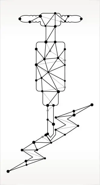 Vector illustration of Jackhammer  Triangle Node Black and White Pattern