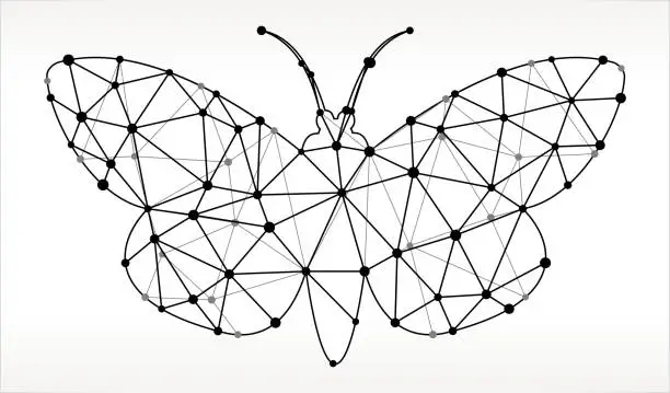 Vector illustration of Moth Triangle Node Black and White Pattern
