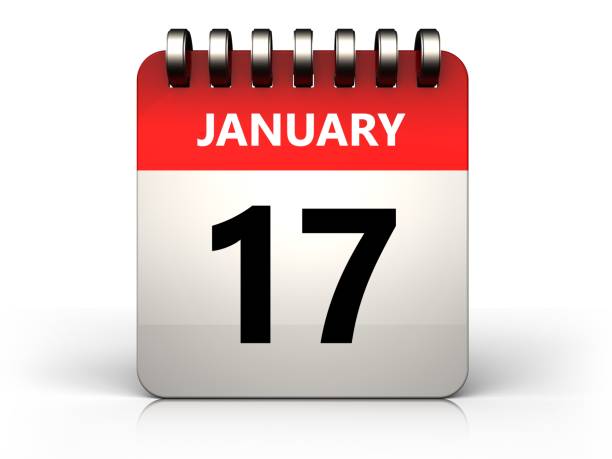 3d 17 january calendar 3d illustration of 17 january calendar over white background 12 17 months stock pictures, royalty-free photos & images
