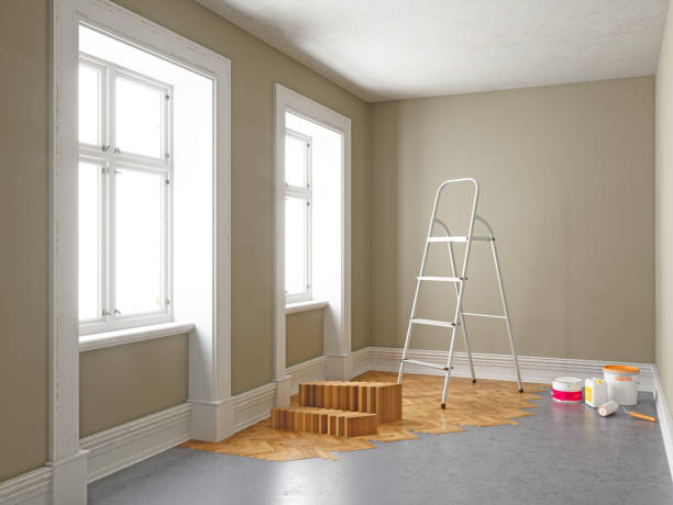 apartamento durante la renovación. conceptos de mejoras para el hogar - repairing apartment home improvement painting fotografías e imágenes de stock