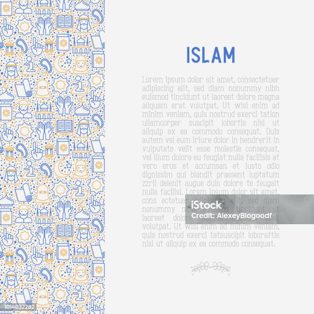 Islamic Concept With Thin Line Icons Mosque Carpet Prayer Beads Prayer Koran Moslem Modern Vector Illustration Template For Web Page Stock Illustration - Download Image Now