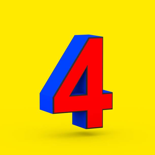 istock Red and blue superhero number 4 isolated on yellow background. 1014037066