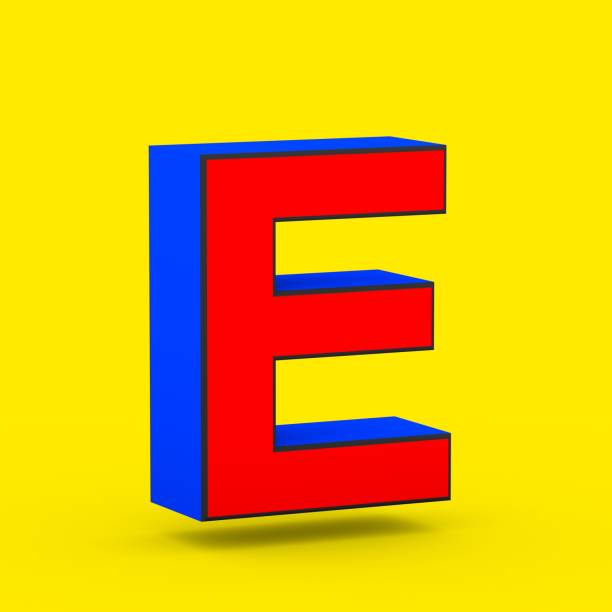 istock Red and blue superhero letter E uppercase isolated on yellow background. 1014037358