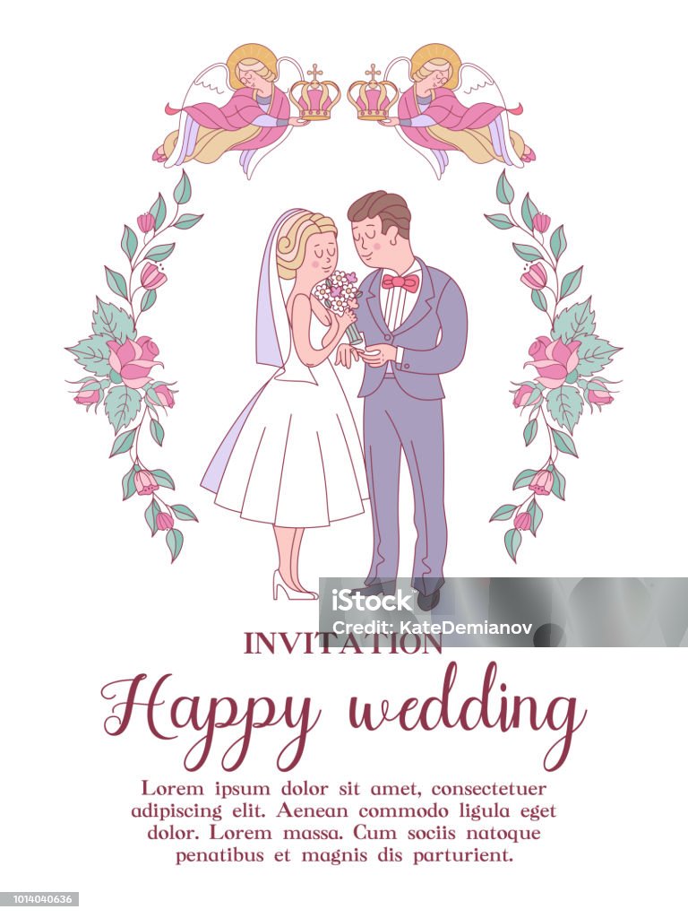 สุขสันต์วันแต่งงาน พิธีแต่งงาน งานแต่งงานในโบสถ์ การ์ดแต่งงาน บัตรเชิญงาน แต่งงาน ภาพประก ภาพประกอบสต็อก - ดาวน์โหลดรูปภาพตอนนี้ - Istock