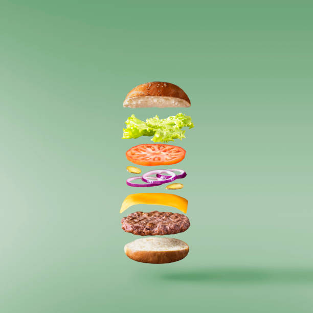 신선한 맛 있는 햄버거의 이미지 - hamburger bun bread isolated 뉴스 사진 이미지