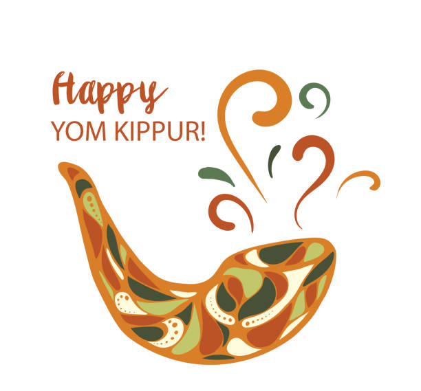 Vector illustration of Happy Yom Kippur background Vector illustration of Happy Yom Kippur background with shofar yom kippur stock illustrations