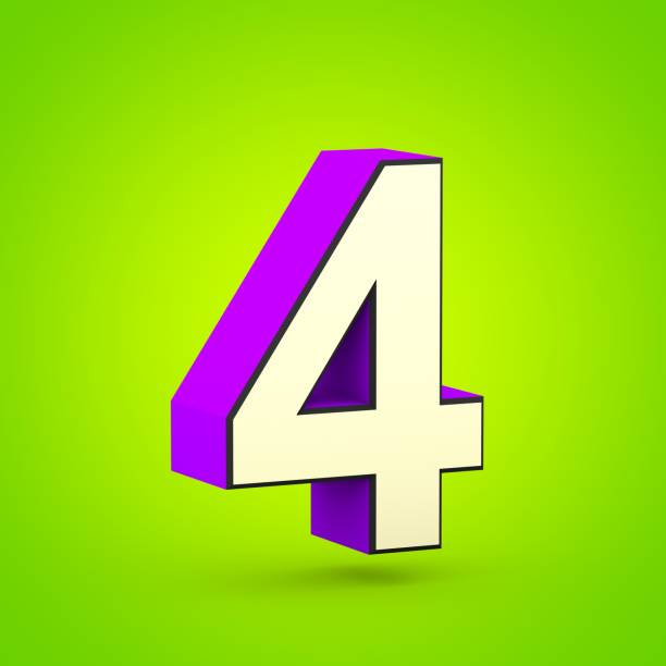 istock Superhero violet and beige number 4 isolated on lime background. 1014041330