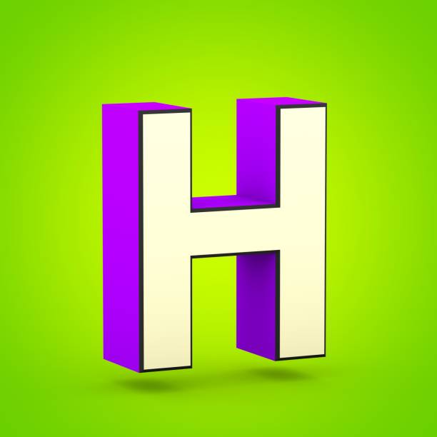 istock Superhero violet and beige letter H uppercase isolated on lime background. 1014043848