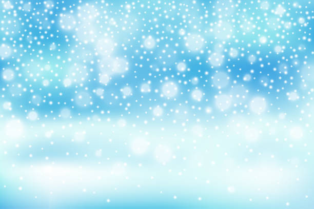 istock Winter illustration with falling snow, bokeh on blue defocused background. New year, Christmas vector background. 1014043950