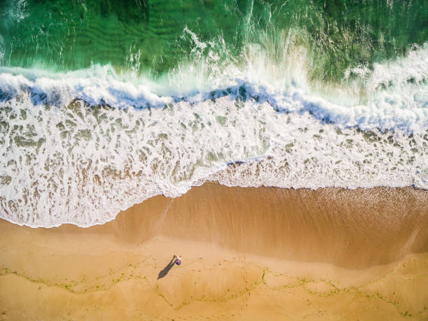 istock High angle view of man standing on the beach 1014050502