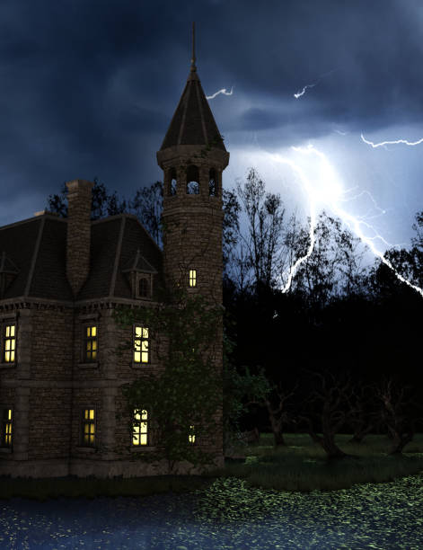 istock Haunted house on a swamp 1014059294