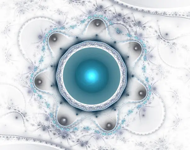 Photo of Fractal jewelry - abstract computer generated image. Abstract surreal magic machine. Decorative graphic element for backgrounds of mystical and esoteric themes Digital art: graceful beads.