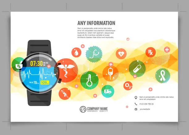 Vector illustration of Smartwatch medical brochure design