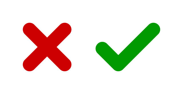 ikony krzyża i znaczników. symbole x i v. ikona set. - checkbox questionnaire checklist yes stock illustrations
